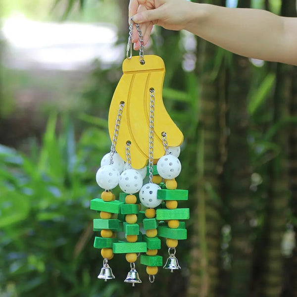 Bird Toys For Parrots Wooden Parrot Supplies Gray Parrot Birds Alex Sun Biting Stairs Swing Wood Bird Toy Swing Banana Bunches - Image 4