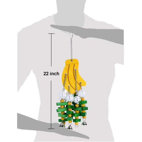 Bird Toys For Parrots Wooden Parrot Supplies Gray Parrot Birds Alex Sun Biting Stairs Swing Wood Bird Toy Swing Banana Bunches - Image 3