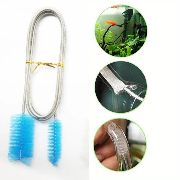 155cm Aquarium Fish Tank Stainless Steel Flexible Spring Cleaning Brush Double Ended Filter Pump Water Tube Hose Pipe Cleaner - Image 3