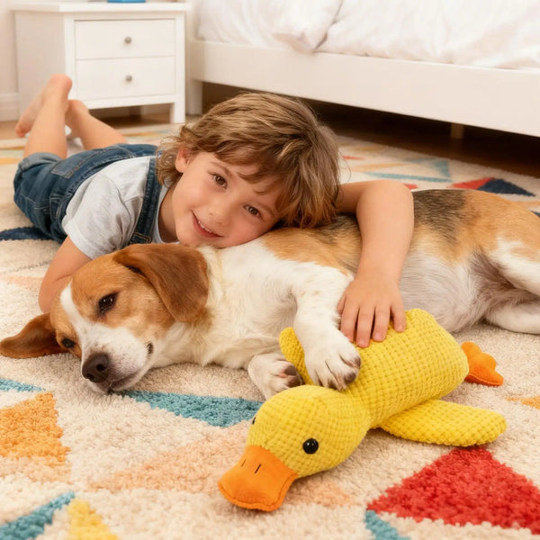 Calming Duck Toy for Dogs Squeaky Interactive Soft Comfort Teething Supplies Dog Toys Plush for Travel Beach Pool Park Yard - Image 4