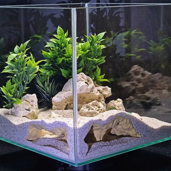 Simulated Terrain Rock Cave - Fish Tank Substrate Decoration,Aquascaping Cave,Fish and Shrimp Hiding House,Double-Sided Viewing - Image 2