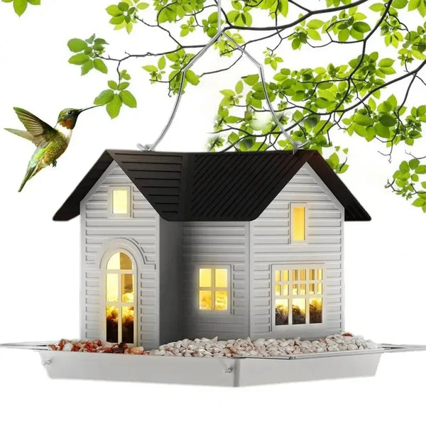 Solar Durable Outdoor Birds Feeder Lantern Weather-Proof Hanging Metal Feeding House Charming Solar-Powered Bird Feeder - Image 4