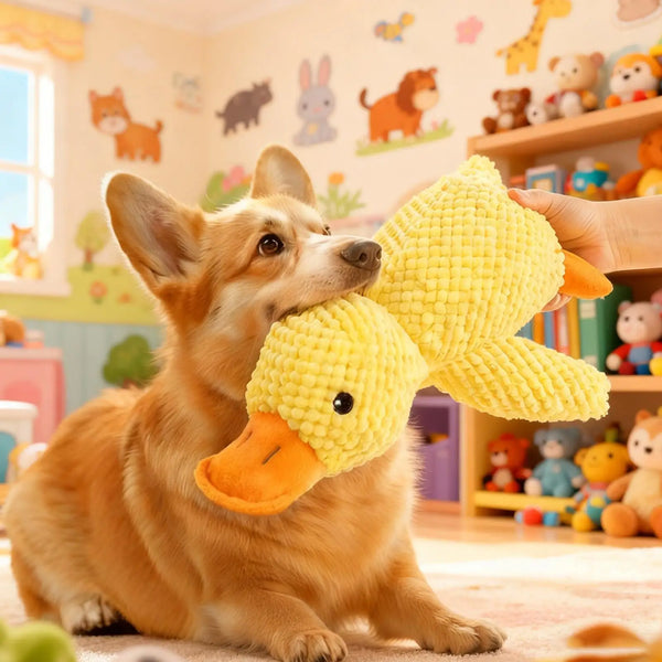 Calming Duck Toy for Dogs Squeaky Interactive Soft Comfort Teething Supplies Dog Toys Plush for Travel Beach Pool Park Yard - Image 3