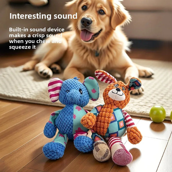 Interactive Squeaky Dog Chewing Toy Pet Dog Plush Toy Cute Fox Elephant Bite Resistant Dog Teeth Cleaning Sounding Doll Chew Toy - Image 2