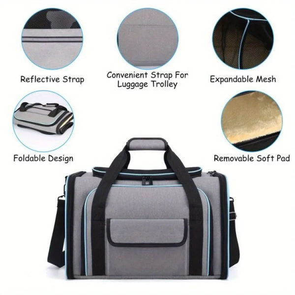 1 PC Expandable Foldable Pet Bag with Fleece Pad Soft Side Pet Harness for Small Pets Cats Puppies. Breathable Cat Backpack Har - Image 5