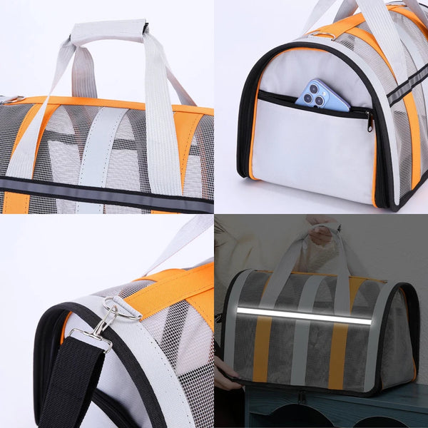 Pet Carrying Bag Outing Portable Cat Dogs Handbag foldable small to medium dog cage mesh handbag - Image 2