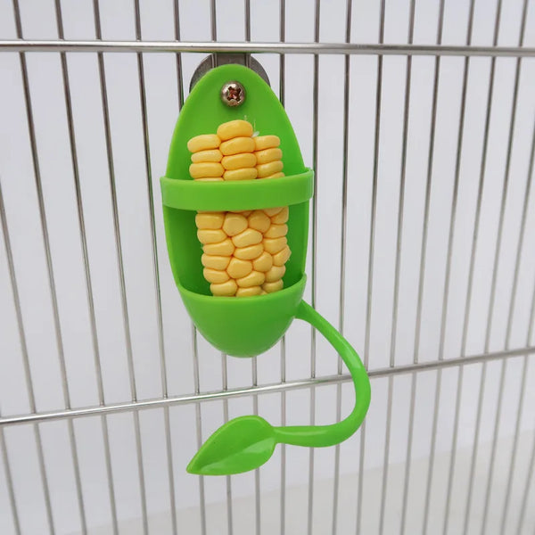 Bird Mirror Toy with Plastic Perch Stand Parrot Metal Fruit Vegetable Holder Feeder Lovebirds Finches Canaries Cage Accessories - Image 5