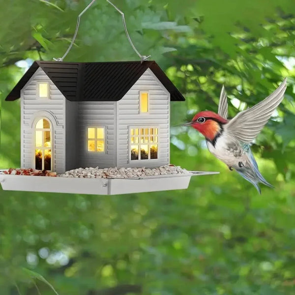 Solar Durable Outdoor Birds Feeder Lantern Weather-Proof Hanging Metal Feeding House Charming Solar-Powered Bird Feeder - Image 2