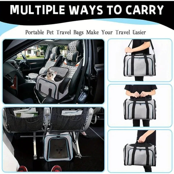 1 PC Expandable Foldable Pet Bag with Fleece Pad Soft Side Pet Harness for Small Pets Cats Puppies. Breathable Cat Backpack Har - Image 4
