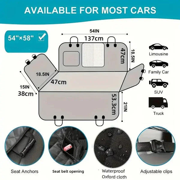 Dog Car Seat Cover for Pets 100% Waterproof Seat Cover Hammock Scratch Proof Nonslip Durable Soft Back Seat Cover for Cars Truck - Image 4
