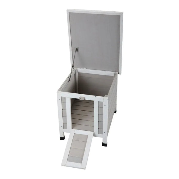 Modern Wooden Rabbit Cat Dog Hutch Indoor Outdoor Retreat House with Openable Roof for Small Pets Weatherproof Gray - Image 5
