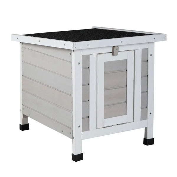 Modern Wooden Rabbit Cat Dog Hutch Indoor Outdoor Retreat House with Openable Roof for Small Pets Weatherproof Gray - Image 4