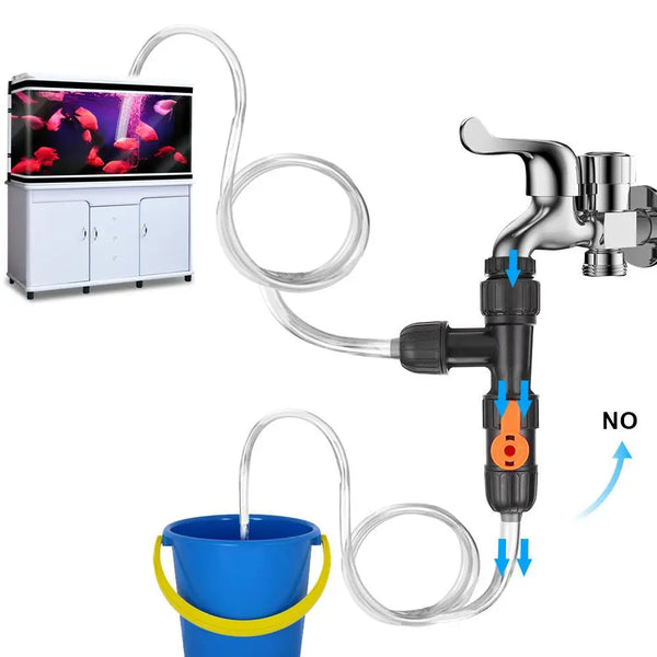 Plastic Aquarium Water Changer 3-Way Faucet Type Water Change Fish Tank Cleaning Tool Garden Splitter Watering Connector Distr
