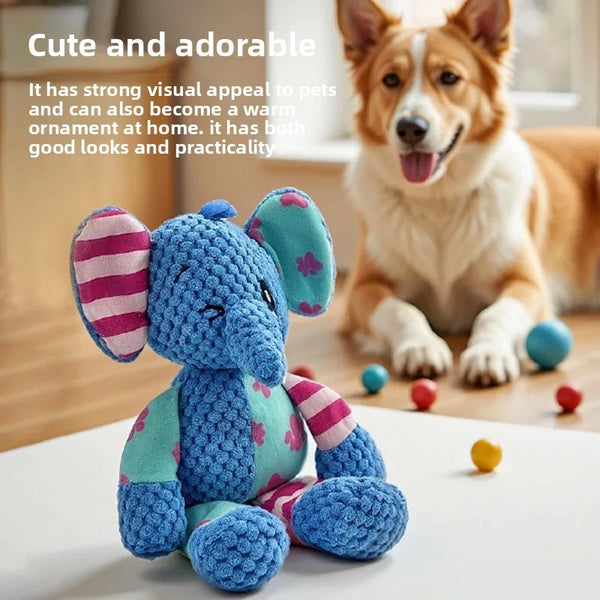 Interactive Squeaky Dog Chewing Toy Pet Dog Plush Toy Cute Fox Elephant Bite Resistant Dog Teeth Cleaning Sounding Doll Chew Toy