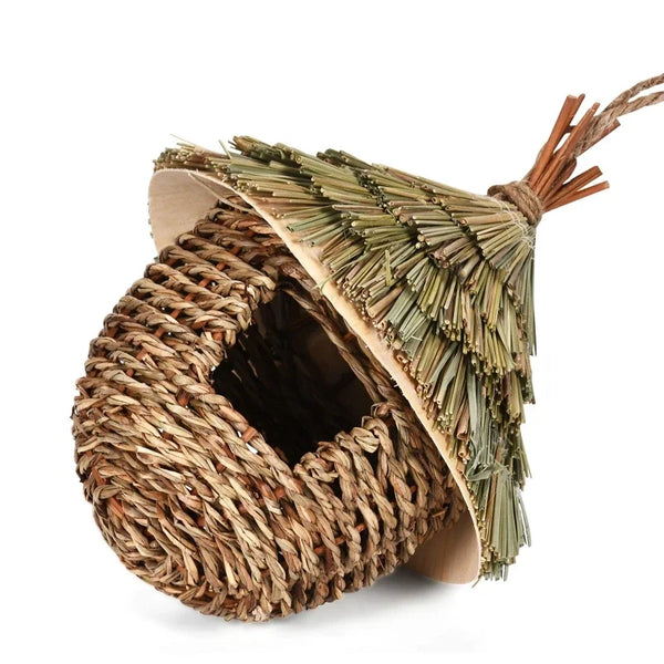 19 Birds Nest Bird Cage Natural Grass Egg Cage Bird House Outdoor Decorative Weaved Hanging Parrot Nest Houses Pet Bedroom - Image 2