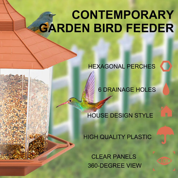 Automatic Bird Feeder Hanging Food Feeding Tool Gazebo Outdoor Birds Feeder Multiple Hole Nut Feeding House Bird Food Container - Image 2