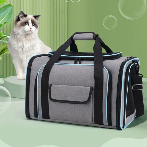 1 PC Expandable Foldable Pet Bag with Fleece Pad Soft Side Pet Harness for Small Pets Cats Puppies. Breathable Cat Backpack Har - Image 2