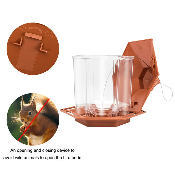 Automatic Bird Feeder Hanging Food Feeding Tool Gazebo Outdoor Birds Feeder Multiple Hole Nut Feeding House Bird Food Container - Image 5