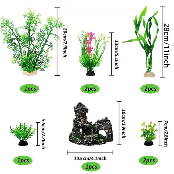 Fish Tank Artificial Plant Landscape Fish Tanks Decorations for Aquariums Terrarium Shrimp Grass Ornaments Green - Image 5